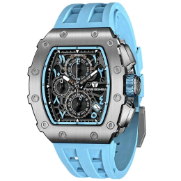 Montre homme Tsar Bomba Elemental collection, acier et silicone bleu ciel TB8204Q36