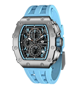 Montre homme Tsar Bomba Elemental collection, acier et silicone bleu ciel TB8204Q36