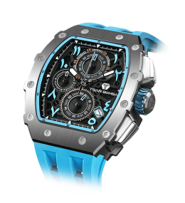 Montre Tsar Bomba Elemental homme acier silicone bleu