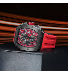 Montre homme Tsar Bomba rouge acier PVD silicone TB8204Q37