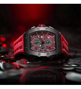 Montre homme Tsar Bomba rouge acier PVD silicone TB8204Q37