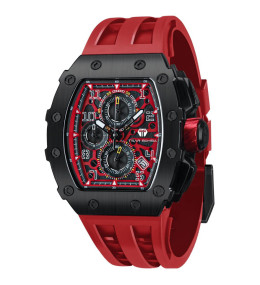 Montre homme Tsar Bomba Elemental collection, acier PVD noir et silicone rouge TB8204Q37