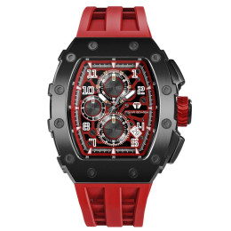 Montre homme Tsar Bomba rouge acier PVD silicone TB8204Q37
