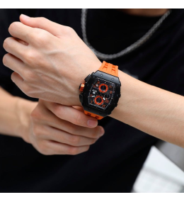 Montre Tsar Bomba Elemental PVD noir silicone orange