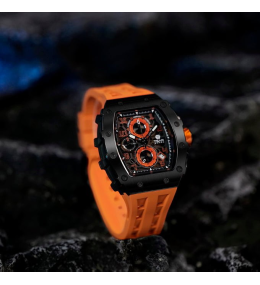 Montre Tsar Bomba Elemental PVD noir silicone orange