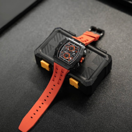 Montre Tsar Bomba Elemental PVD noir silicone orange