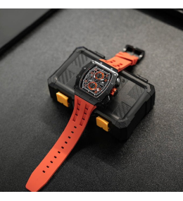 Montre Tsar Bomba Elemental PVD noir silicone orange