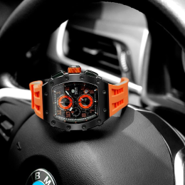 Montre Tsar Bomba Elemental PVD noir silicone orange