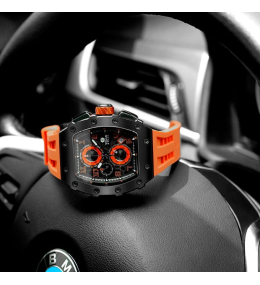 Montre Tsar Bomba Elemental PVD noir silicone orange