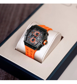 Montre Tsar Bomba Elemental PVD noir silicone orange