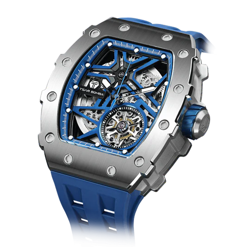 Montre homme Tsar Bomba Elemental collection, Automatique, acier et silicone bleu TB8208A41