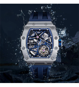 Montre automatique Tsar Bomba Elemental acier & silicone bleu
