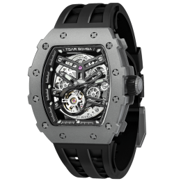 Montre homme Tsar Bomba Elemental collection, Automatique, titane et silicone noir TB8208T31