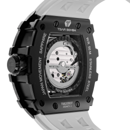 Montre automatique Tsar Bomba carbone noir & FKM blanc