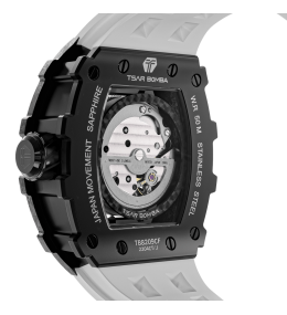 Montre automatique Tsar Bomba carbone noir & FKM blanc