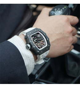 Montre automatique Tsar Bomba carbone noir & FKM blanc