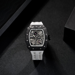 Montre automatique Tsar Bomba carbone noir & FKM blanc