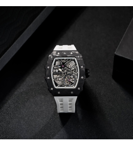 Montre automatique Tsar Bomba carbone noir & FKM blanc