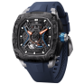 Montre homme Tsar Bomba Dark Master 5, Automatique, acier, carbone noir et bracelet élastomère bleu FKM TB8605CF02