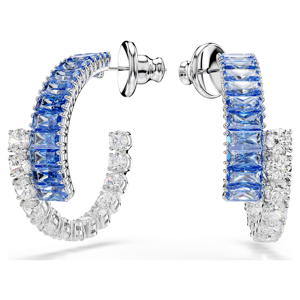 Boucles d'oreilles Swarovski, Matrix, Tailles variées, Bleues, Métal rhodié, 5722459