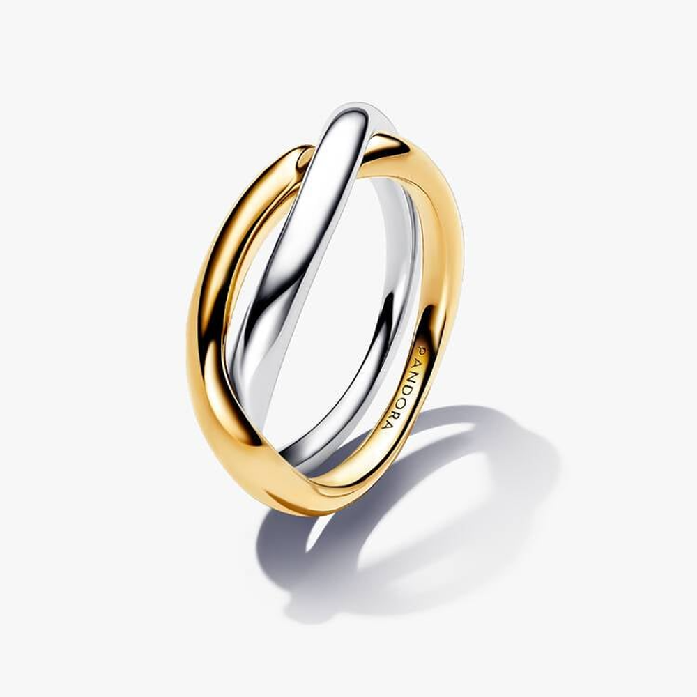 Bague Pandora anneaux entrelacés en argent 925/1000 et métal doré or jaune 585/1000, 163262C00