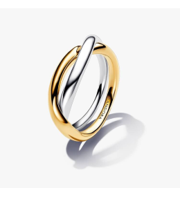 Bague Pandora anneaux entrelacés en argent 925/1000 et métal doré or jaune 585/1000, 163262C00