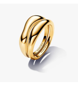 Bague Pandora superposables de forme organique en métal doré or jaune 585/1000, 163264C00
