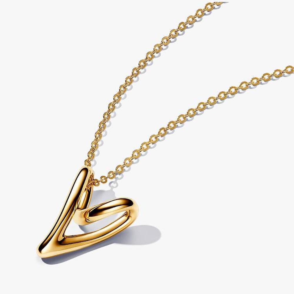 Collier Pandora coeur de forme organique en métal doré or jaune 585/1000 363272C00-70