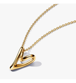 Collier Pandora coeur de forme organique en métal doré or jaune 585/1000 363272C00-70