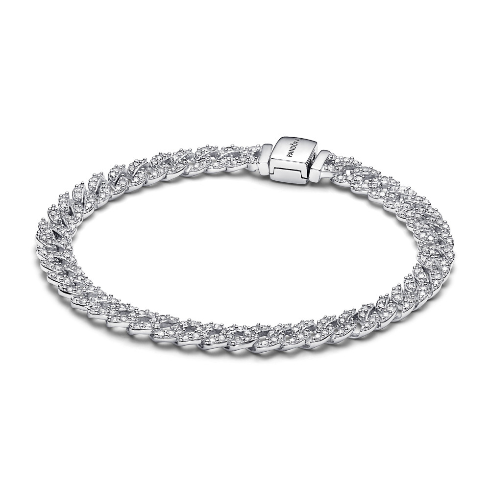 Bracelet Pandora mailles cubaine pavé en argent 925/1000, 593008C01