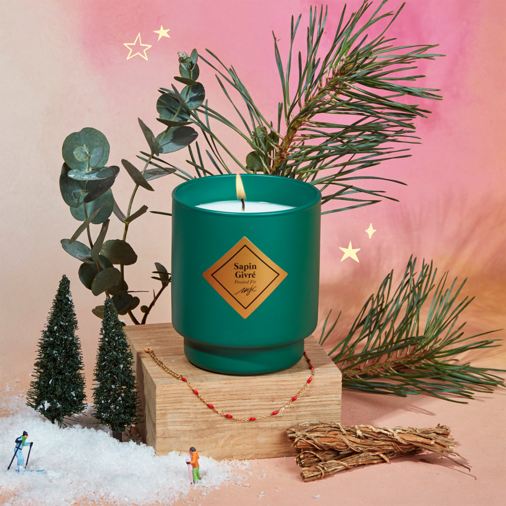 Bougie bijou My Jolie Candle sapin givré bracelet acier doré 320162