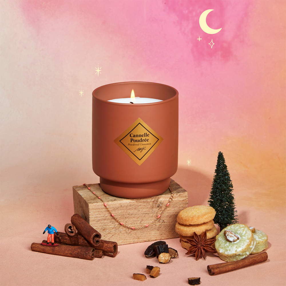 Bougie bijou My Jolie Candle cannelle poudrée bracelet acier doré 320163