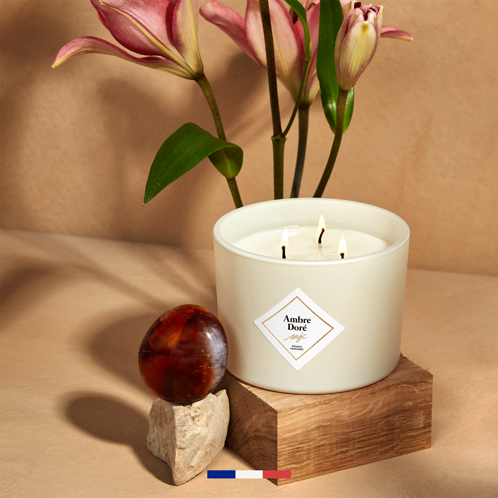 Grande bougie parfumée Ambre dorée my jolie candle made in France 320357