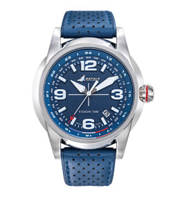 Montre Homme Rafale solo display, ligne RSD, acier et cuir bleu 666020