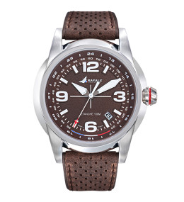 Montre Homme Rafale solo display, ligne RSD acier et cuir marron 666021