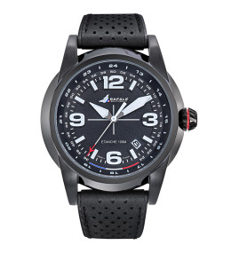 Montre Homme Rafale solo display, ligne RSD, acier PVD noir et cuir noir 666022