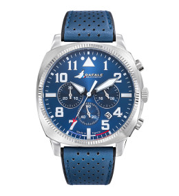 Montre Homme Rafale solo display, ligne COACH, chronographe acier et cuir bleu 666025
