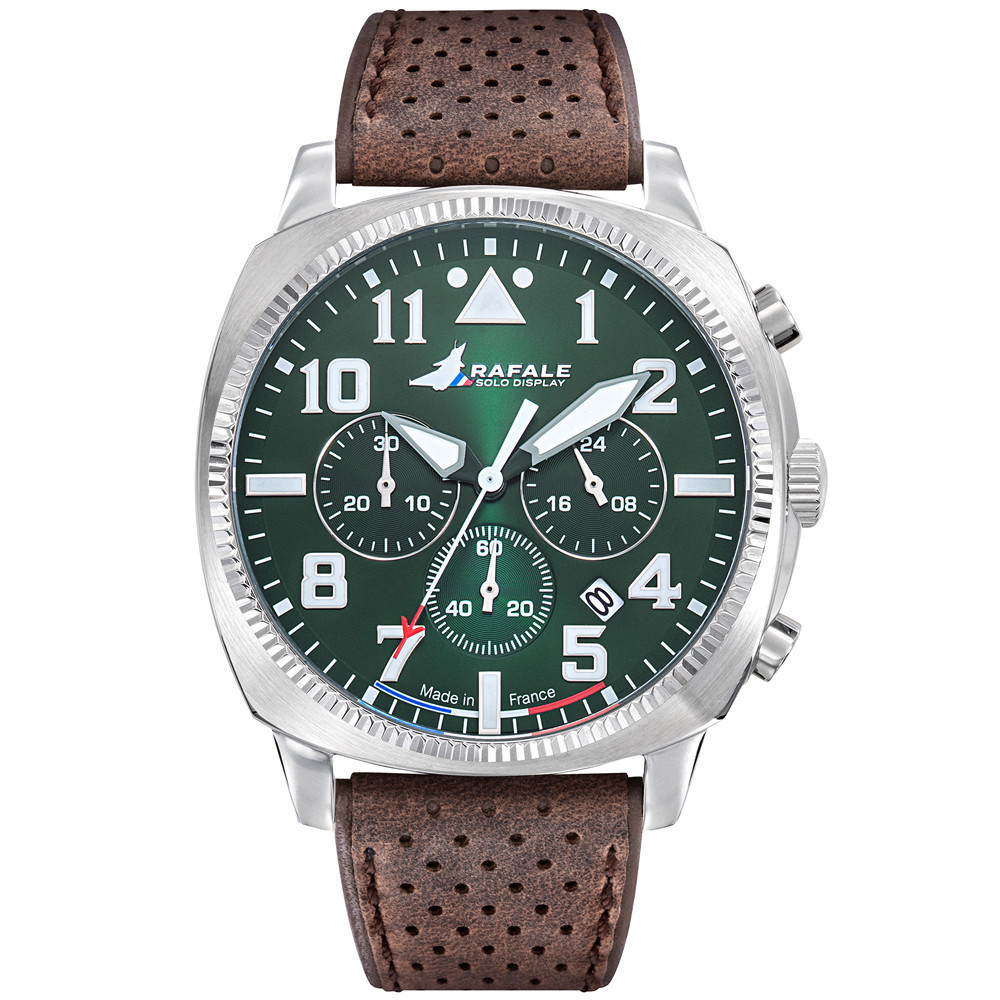 Montre Homme Rafale solo display, ligne COACH, chronographe acier et cuir marron 666026
