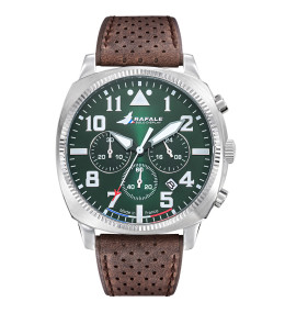 Montre Homme Rafale solo display, ligne COACH, chronographe acier et cuir marron 666026