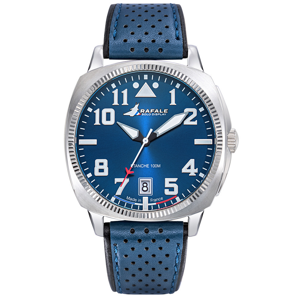 Montre Homme Rafale solo display, ligne COACH, acier et cuir bleu 666029