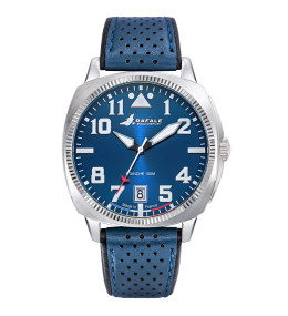 Montre Homme Rafale solo display, ligne COACH, acier et cuir bleu 666029