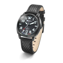 Montre Rafale Solo Display acier PVD noir cuir noir 666033