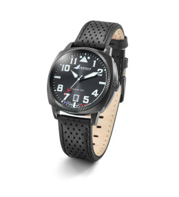 Montre Rafale Solo Display acier PVD noir cuir noir 666033