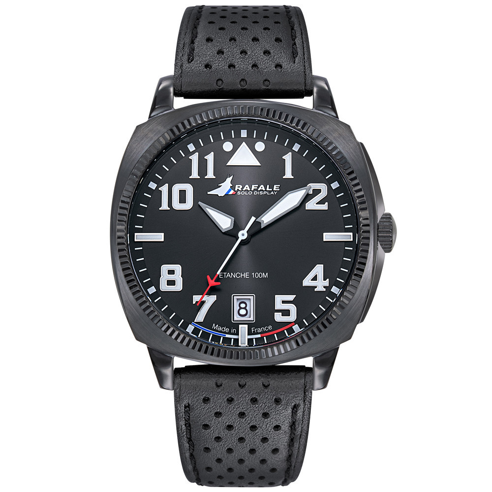 Montre Homme Rafale solo display, ligne COACH, acier PVD noir et cuir noir 666033