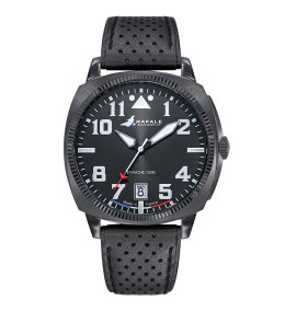 Montre Homme Rafale solo display, ligne COACH, acier PVD noir et cuir noir 666033