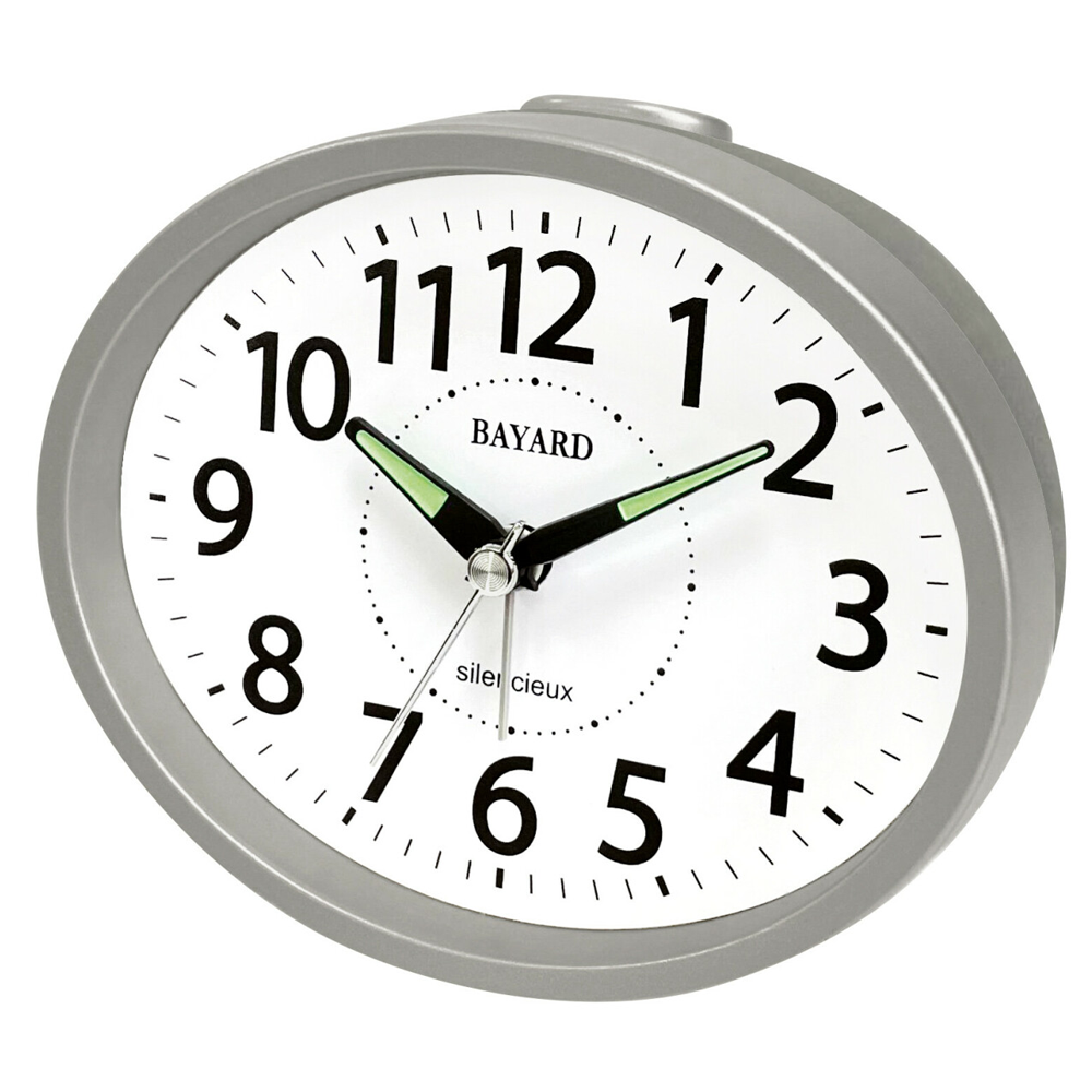 Réveil Bayard silencieux, gris CL97.1