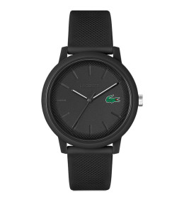 Montre homme Lacoste, 12.12, 3 aiguilles, silicone noir, 2011171