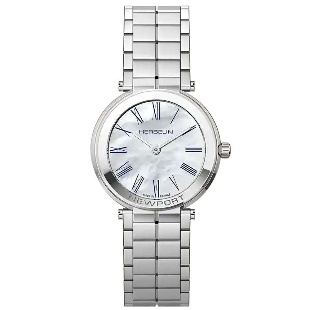 Montre femme MICHEL HERBELIN NEWPORT SLIM, acier et nacre 16922B09
