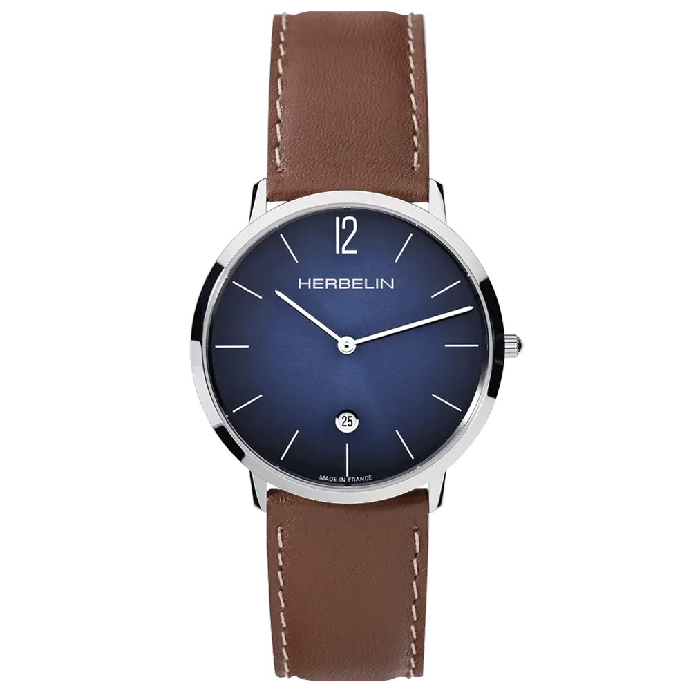 Montre Michel Herbelin CITY homme acier cuir, 19515AP15GD