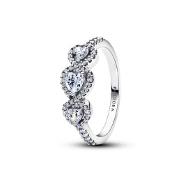 Bague Pandora triple coeurs Halo modèle en argent 925/1000, 194413C01
